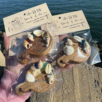 Free Shipping Natural Shell Conch Refrigerator Magnet Seaside Vacation Creative Gift Wooden Bottle Opener Crafts Ornaments