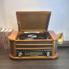 Retro Multifunctional Vinyl Record Player Wooden CD Player Bluetooth Retro FM Radio Integrated Tape Player Ornaments