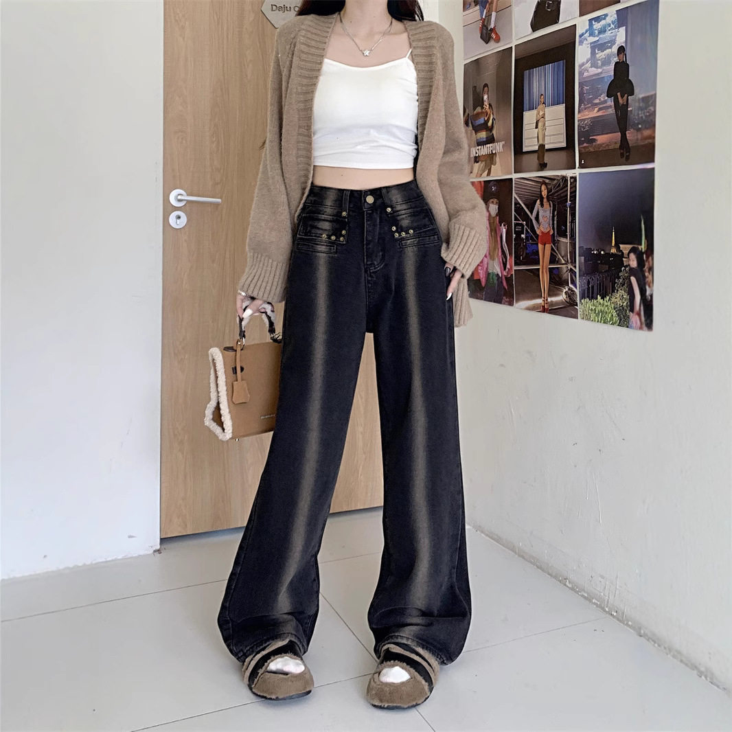 High Waisted Wide Leg Jeans for Women Vintage Style Loose Fit Autumn Winter Fashion Wholesale Available