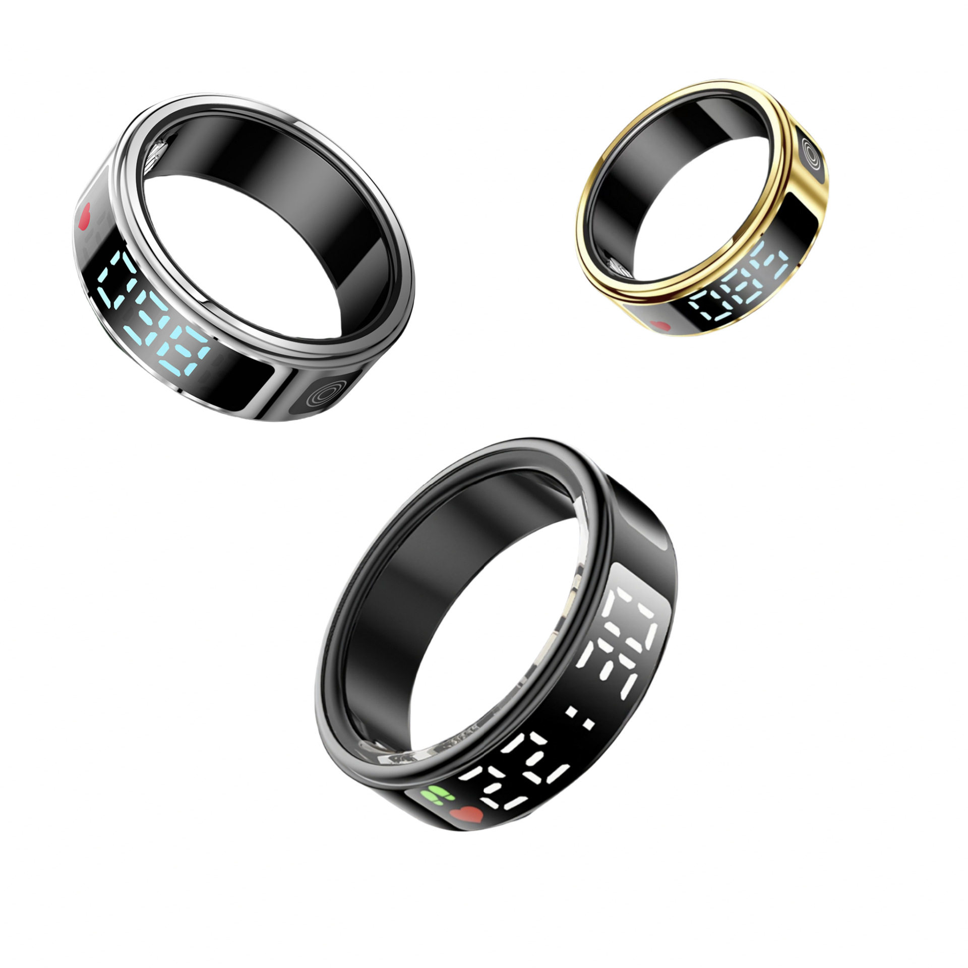 Black technology digital display screen smart ring monitoring heart rate blood oxygen sleep health step movement