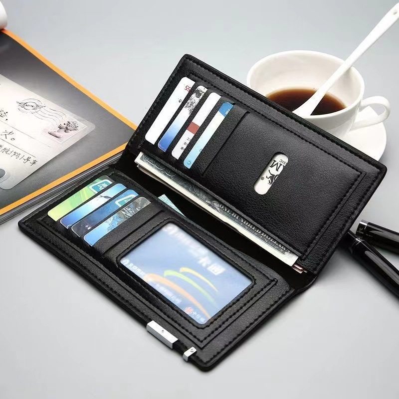 Brand Long Wallet Men's Wallet Gift PU Men's Wallet Clutch Bag Leather Bag Long Ticket Clip Men's Clip Bag