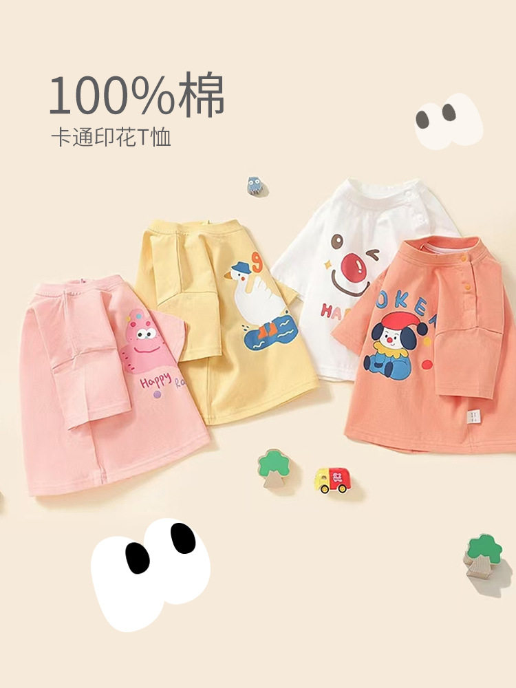 Baby short-sleeved t-shirt baby cotton girls tops summer clothes boys half-sleeved summer thin infant clothes category a