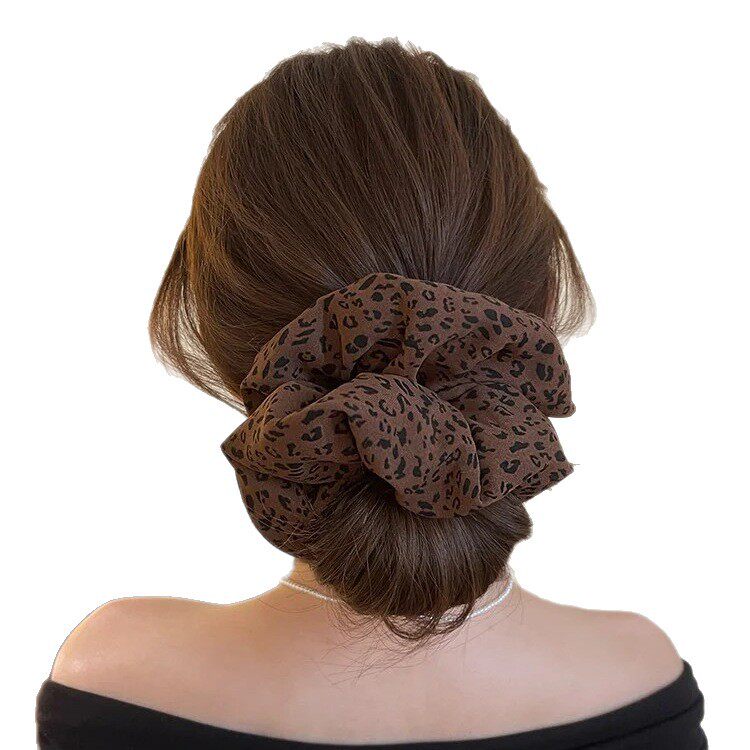 European and American Stylish Versatile Hot Girl Leopard Print Hair Tie High-End Ponytail Hair Rope Rubber Band Ball Hair Accessories