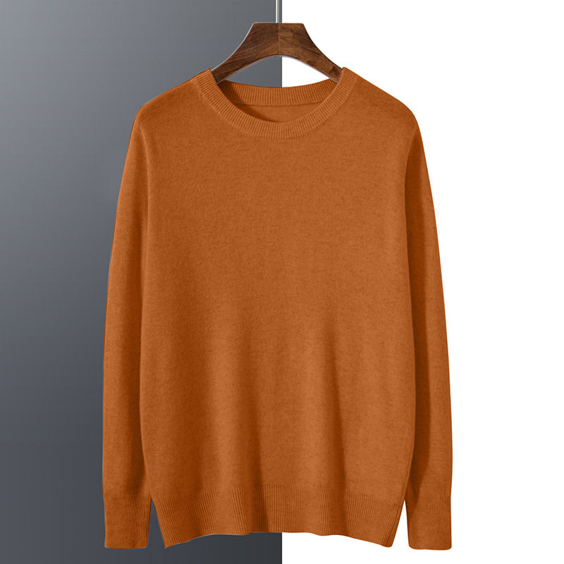 新款秋冬男士圆领针织宽松毛衣打底衫V领套头羊毛衫纯色大码毛衣