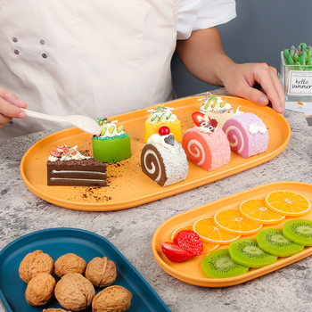 Household tray for Tea Cup online celebrity ins style PP plastic oval plate large plate for snack hotel tray