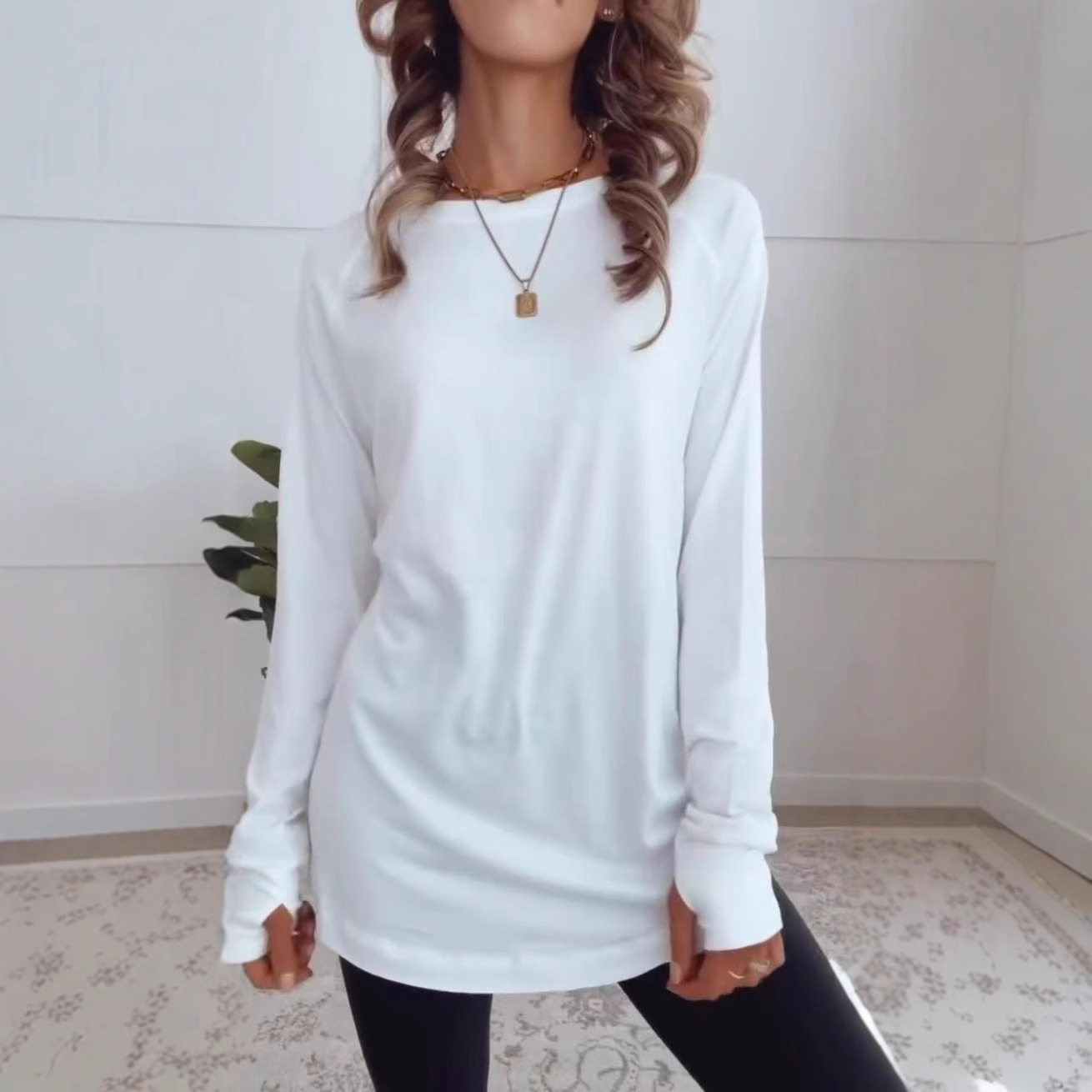 Casual Womens Long Sleeve T Shirt Solid Color Round Neck Versatile Style Summer Wear Wholesale Available