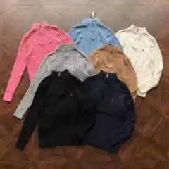 Cross-Border Exclusive Supply of Little Pony In-Stock Autumn and Winter Half-Zip Knit Sweaters, Couple's Polo Sweaters, Wholesale Dropshipping