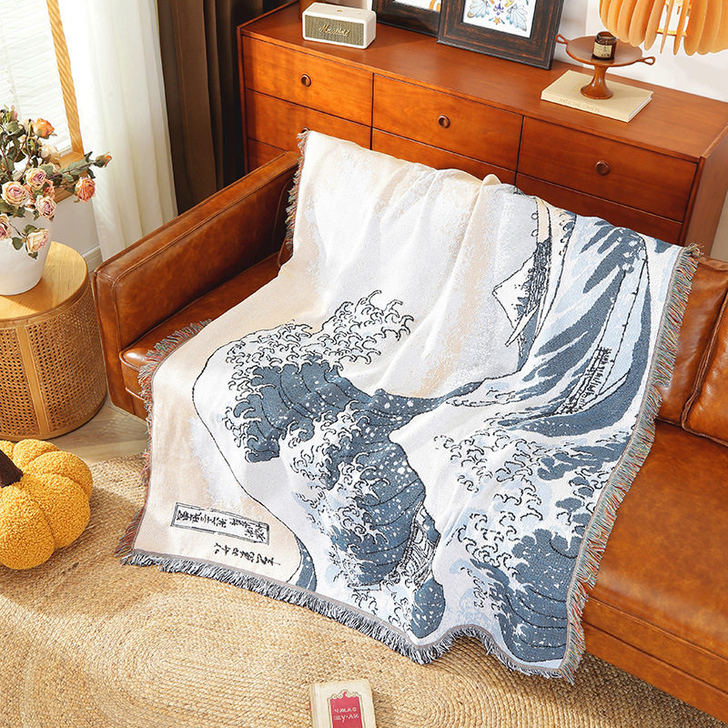 Customized Japanese Cotton Thread Blanket, Anti-Cat Scratch Sofa Blanket, High-End Gift Blanket, Jacquard Tapestry, Thickeneded Casual Blanket