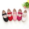 Girls' Black Leather Shoes, Children's Performance Shoes, White Student Flats, Ceremonial Flower Girl School Shoes, Rubber Sole