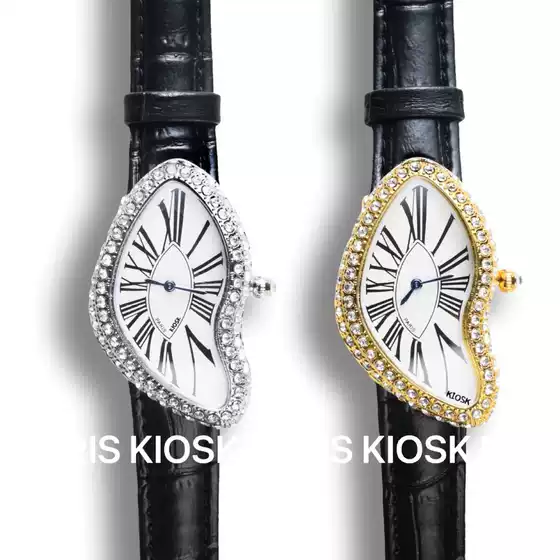 Authentic! Kiosk Special-Shaped Watch Diamond Melted Twisted Y2K Fashion Retro Senior Boys Niche Gift