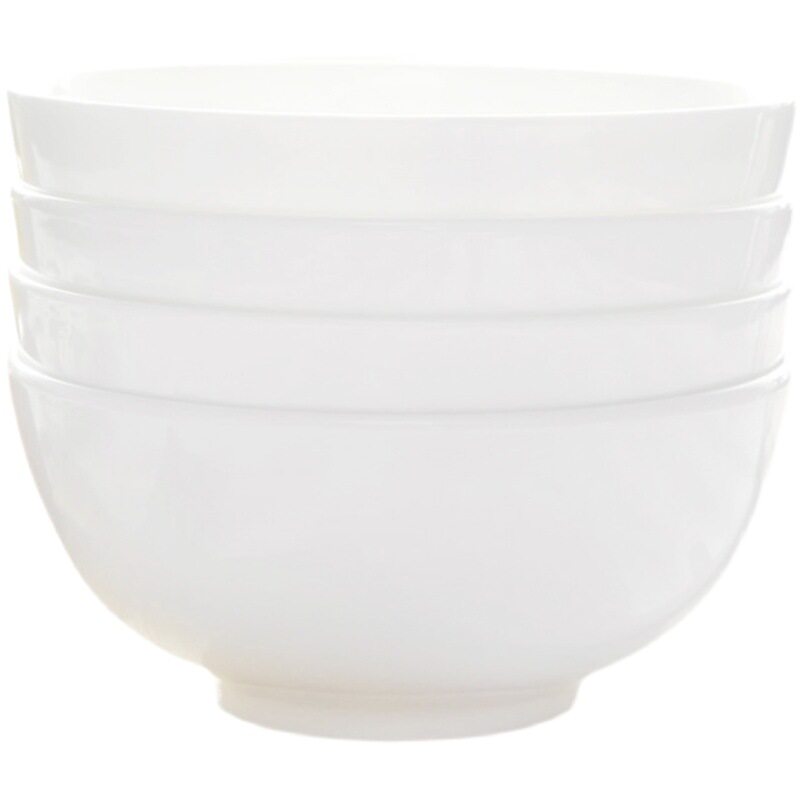 Pure White Bone Porcelain Bowl 4.5 Inch Dining Bowl White Ceramic Bowl 6 Inch Large Bowl Soup Bowl Household Noodle Bowl Hotel Catering