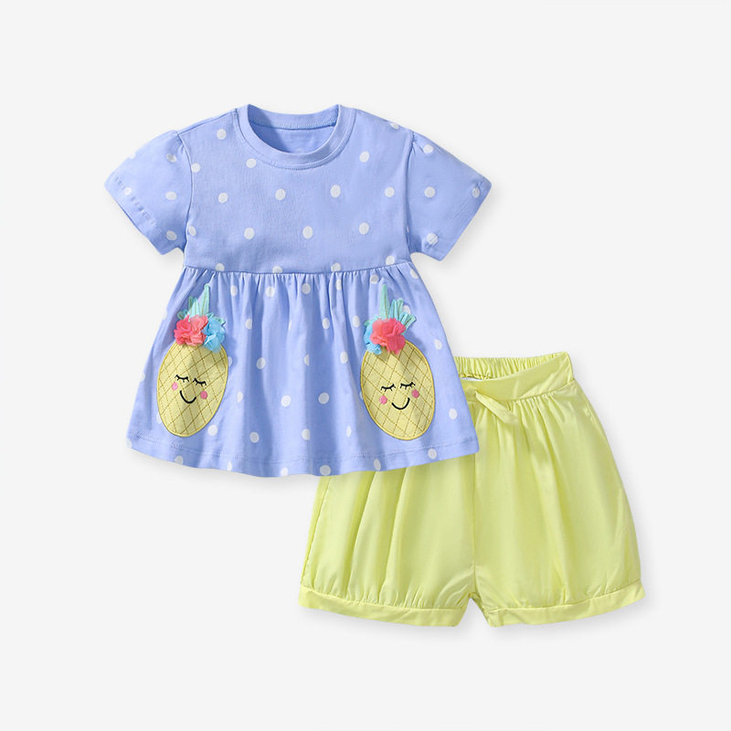 New Summer Girls' Set, [Style] Cartoon Top & Shorts, Kids' Pants Set