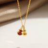 Light Luxury High-End Red Gourd Necklace, Retro Chinese Style Red Enamel Gourd Pendant, Super White Clavicle Chain Necklace