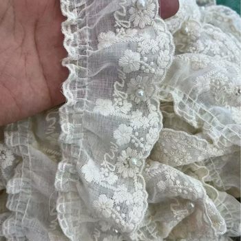 Popular New Product Curtain Lace Antique Style American Light Luxury Decorative Vertical Embroidery Stitching Pearl Accessories