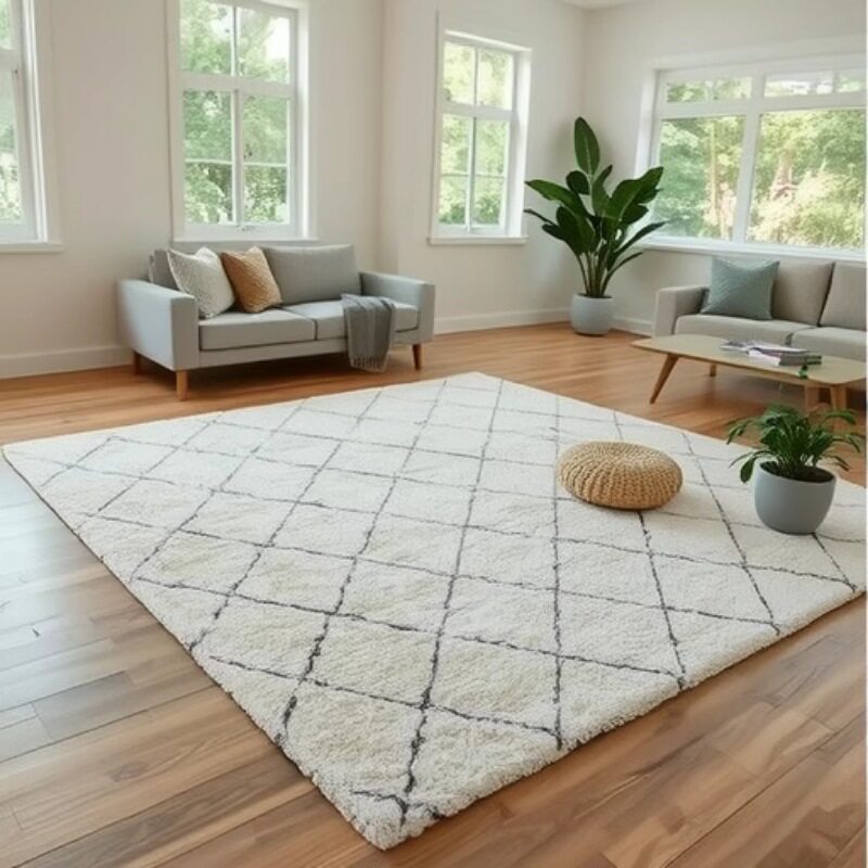 Nordic Style Carpet Living Room Modern Simple Coffee Table Carpet Moroccan Style Black and White Bedroom Bedside Carpet Bay Window Mat