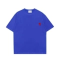 Royal blue t-shirt embroidered with red hearts