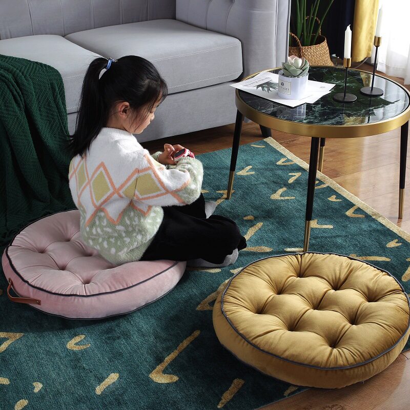 Modern Simple Japanese Style Thickened Tatami Futon Round Cushion Dutch Velvet Solid Color Bed and Breakfast Bay Window Cushion Wholesale