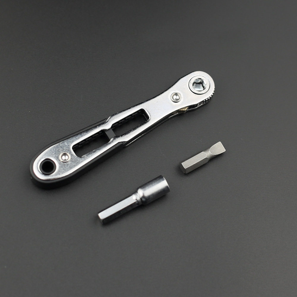 超薄平头双向棘轮螺丝刀套装弯头直角批头套筒工具狭窄用手动