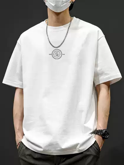 American Streetwear Heavyweight 200g Cotton Tee for Men Vintage Graphic Letter Print Couple Top Summer Style