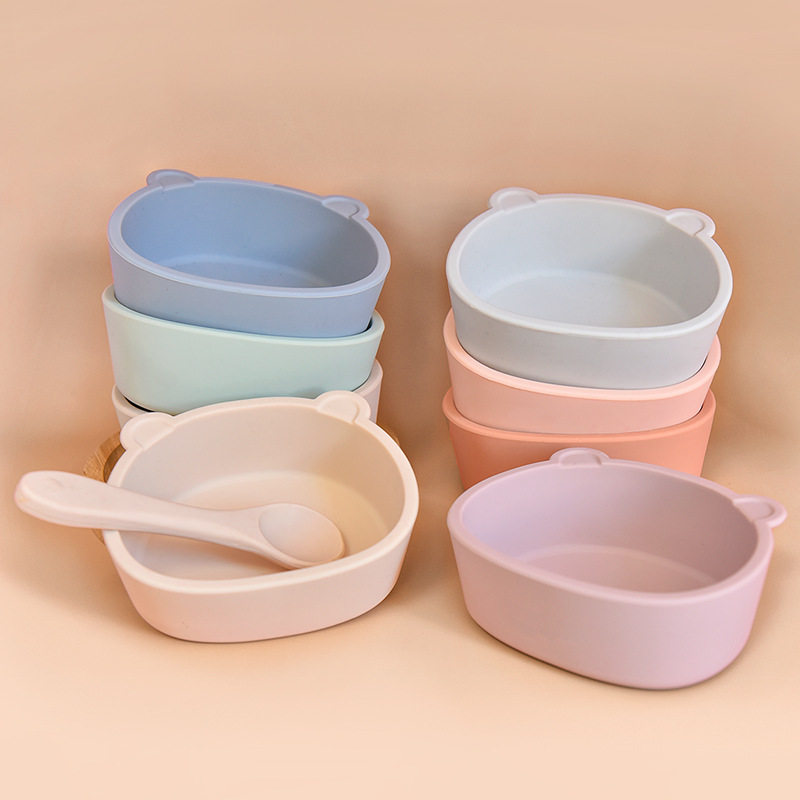 Babies' silicone tableware suit children's silicone bib food supplement Bowl Spoon waterproof anti-dirty drop-resistant cross-border hot