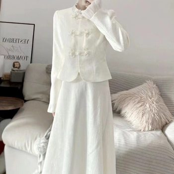 Women's 2025 Suit Early Autumn Two-Piece New Half Skirt New Chinese Style Cheongsam Top Improved Wear