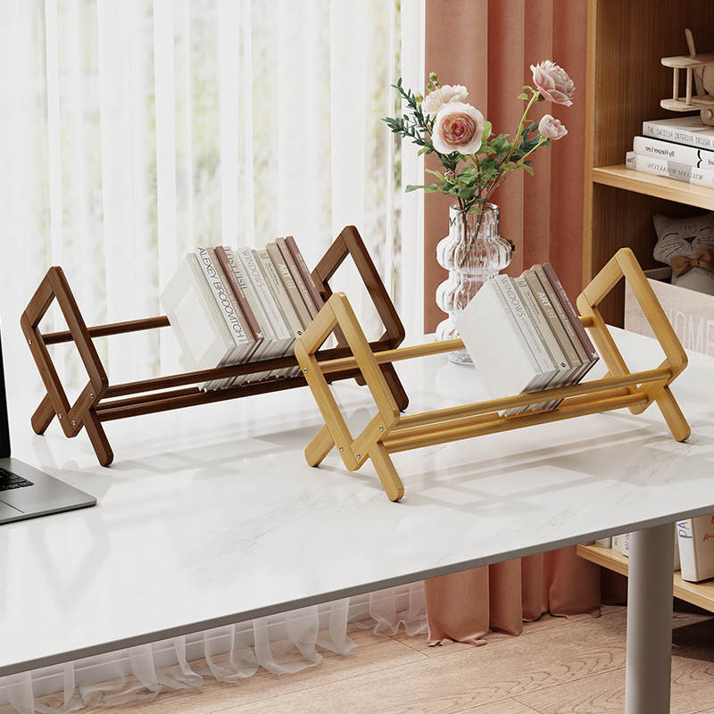 桌面书桌小型书架床头书柜桌上收纳架办简易飘窗台置物架实木儿童