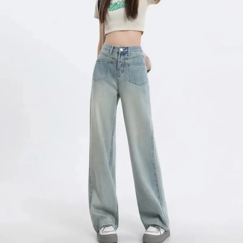 High Waisted Loose Fit Womens Denim Jeans Slimming Versatile Trendy Casual Wear for Students Wholesale Available