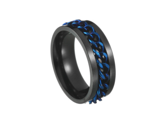 2023亚马逊欧美新款酷炫钛钢情侣高品质旋转减压抗燥朋克戒指货源