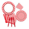 Disposable red plaid tableware paper cup paper towel knife fork spoon suit supplies birthday layout scene decoration