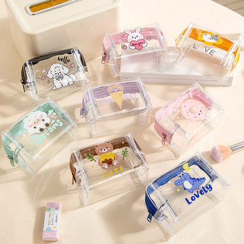 Cute Coin Purse Mini Data Cable Hair Accessories Storage Bag Transparent PVC Clutch Bag Portable Ins Cosmetic Bag