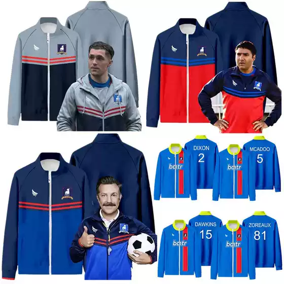 2023 spring and autumn cospaly football coach stand collar jacket men's Ted Lasso AFC Richmond sweater