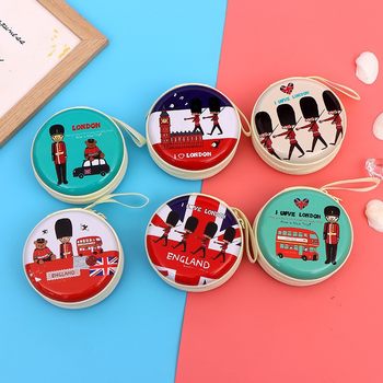 Creative tinplate coin purse cartoon mini round earphone zipper bag portable coin children gift bag wholesale