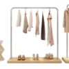 Solid Wood Island Display Rack for High-End Clothing Stores, Floor-Standing Women's Clothing Store Special Clothes Hanger, Floor-Standing Rod Clothes Hanger