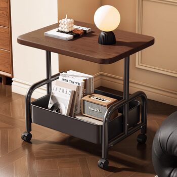 Movable Side Table Trolley Living Room Home Sofa Side Cabinet Small Apartment Coffee Table Bedside Table Storage Rack Small Table