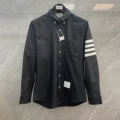 Black sleeves white four stripes oxford long-sleeved shirt