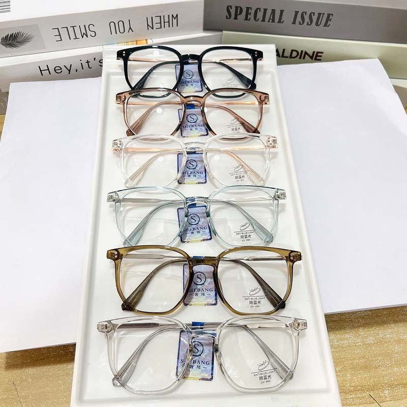 Shebang Internet Celebrity Plain Mirror Large Frame Glasses Frame Men and Women Myopia Metal Anti-Blue Light