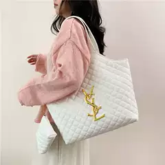2023 New Spring and Summer Hand Bag Women's Korean-style Shoulder Tote Bag Internet Celebrity Embroidery Rhombic Fashionable Large Capacity European and American