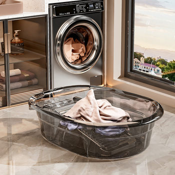 Thickened Laundry Basin with Washboard Household Large-Capacity Plastic Basin Balcony Baby Clothes Transparent Wall-Mounted Washing Basin