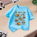 Light blue engineering vehicle short sleeves