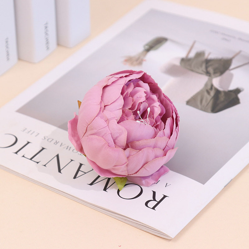 仿真花头苞心牡丹花朵礼盒装饰花墙制作跨境绢花婚庆背景软装假花