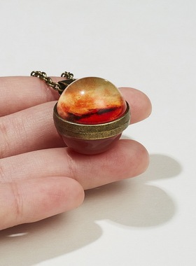 跨境热销 欧美个性星系吊坠项链 八大行星夜光双面复古吊坠项链