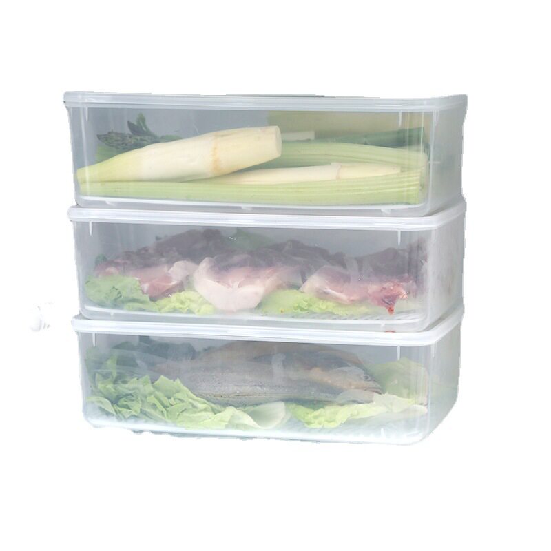 Wholesale kitchen fish plate household rectangular fish meat refrigerator storage box with lid sealed refrigerated box fish meat crisper