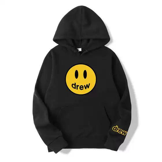 Drewhouse Smiley Face Sweatshirt Drew Justin Bieber Style Hailey Baldwin Trendy Hooded Fleece-Lined