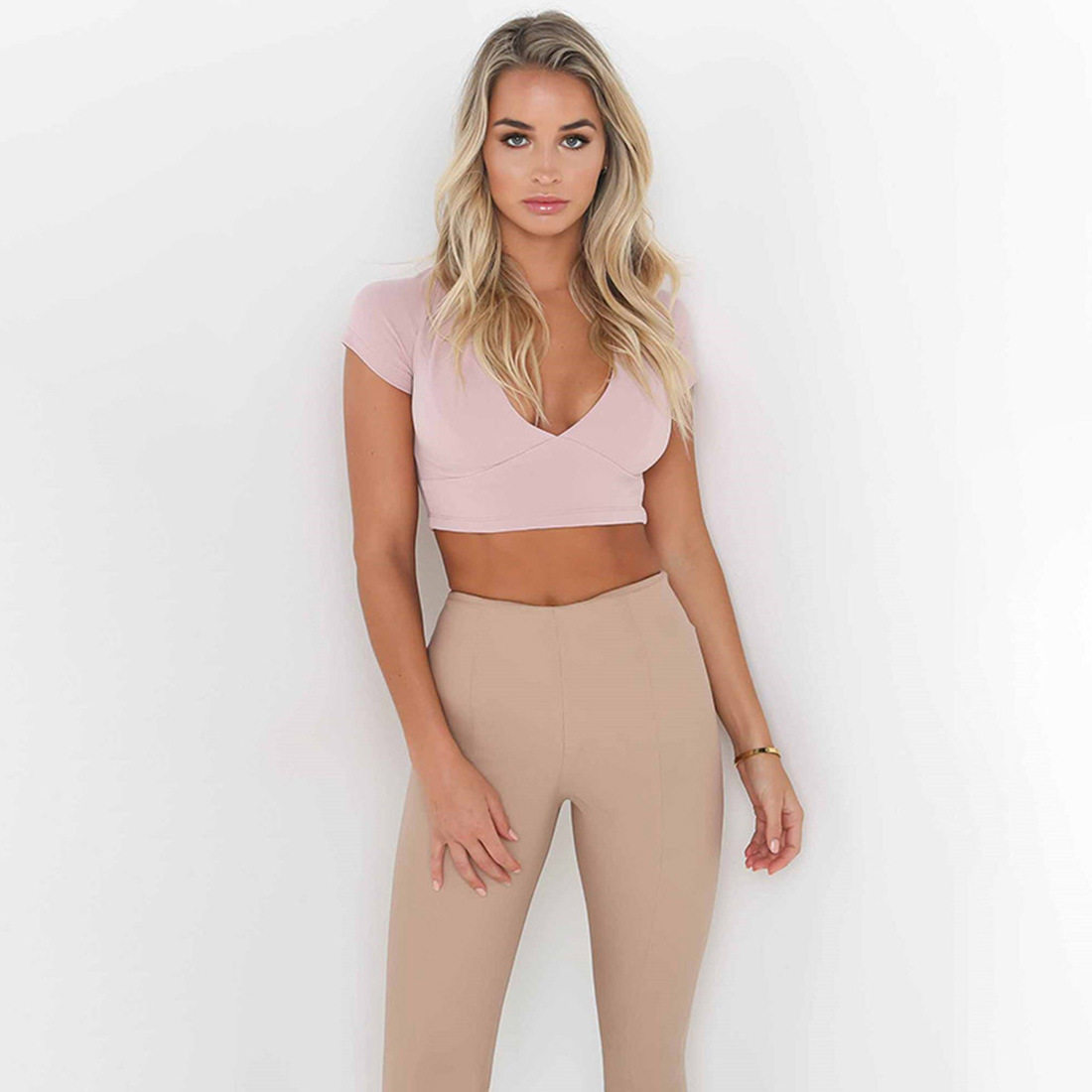 V Neck Tie Back Crop Top Womens Fashion Backless Design Short Length Casual Wear Wholesale Available