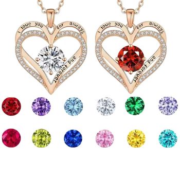 Cross-border Europe and the United States hot selling rose gold double heart necklace twelve birthday diamond high-grade jewelry factory direct sales