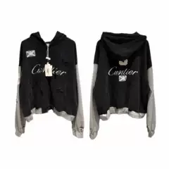 Protocol Index Heavy-Duty Patchwork Patchwork Embroidery Washed Vintage Hoodie Cardigan Jacket