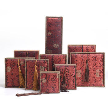 Ancient poetry red face tassel linen jewelry bracelet ring bracelet pendant bracelet packaging gift storage box