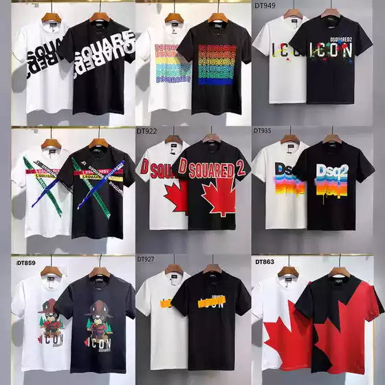 Dsq Trendy U Brand a Model Re D2 Amazon Export Printed Men's Short-Sleeved T-Shirt Factory Dsq Catend
