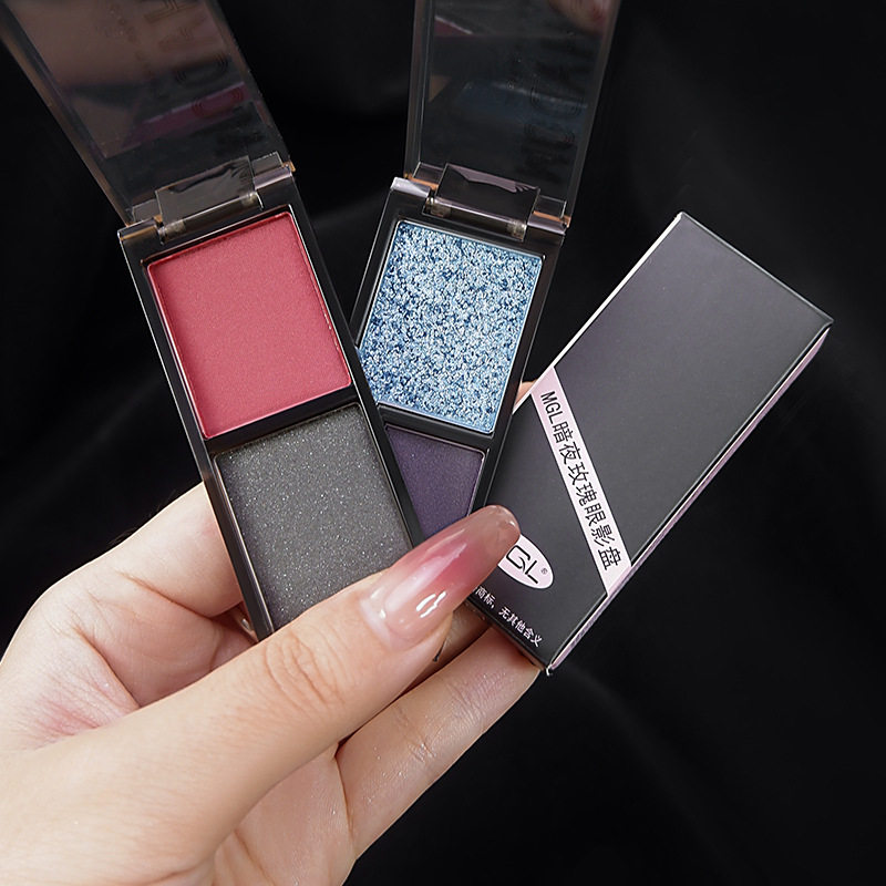 European and American Cool Pink Double Color Black Red Eye Shadow Sweet Cool Matte Pearlescent Gothic Dark Smoked Lazy Earth Punk