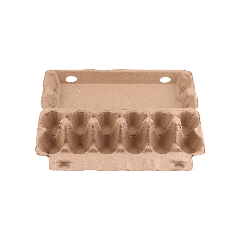 Manufacturer Processes Biodegradable 12-Piece Egg Tray Box, Natural Color Pulp Egg Box, Breathable Pulp Egg Tray